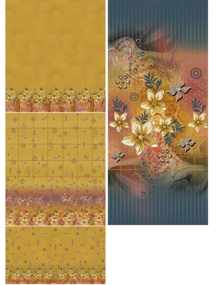 Women's Premium 3-Piece Unstitched Printed Lawn Suit & Digital Dupatta SAPPHIRE