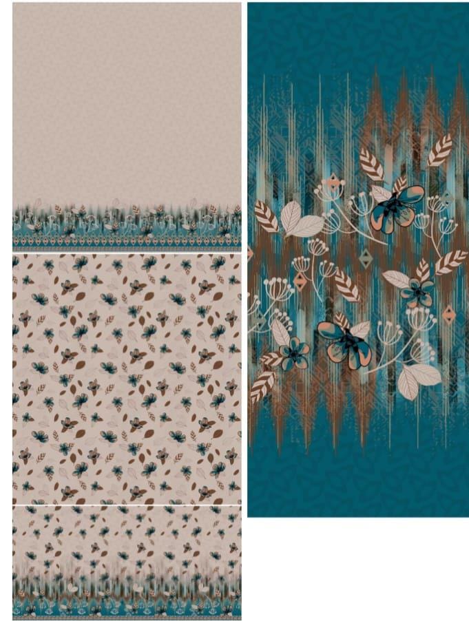 Women's Premium 3-Piece Unstitched Printed Lawn Suit & Digital Dupatta SAPPHIRE