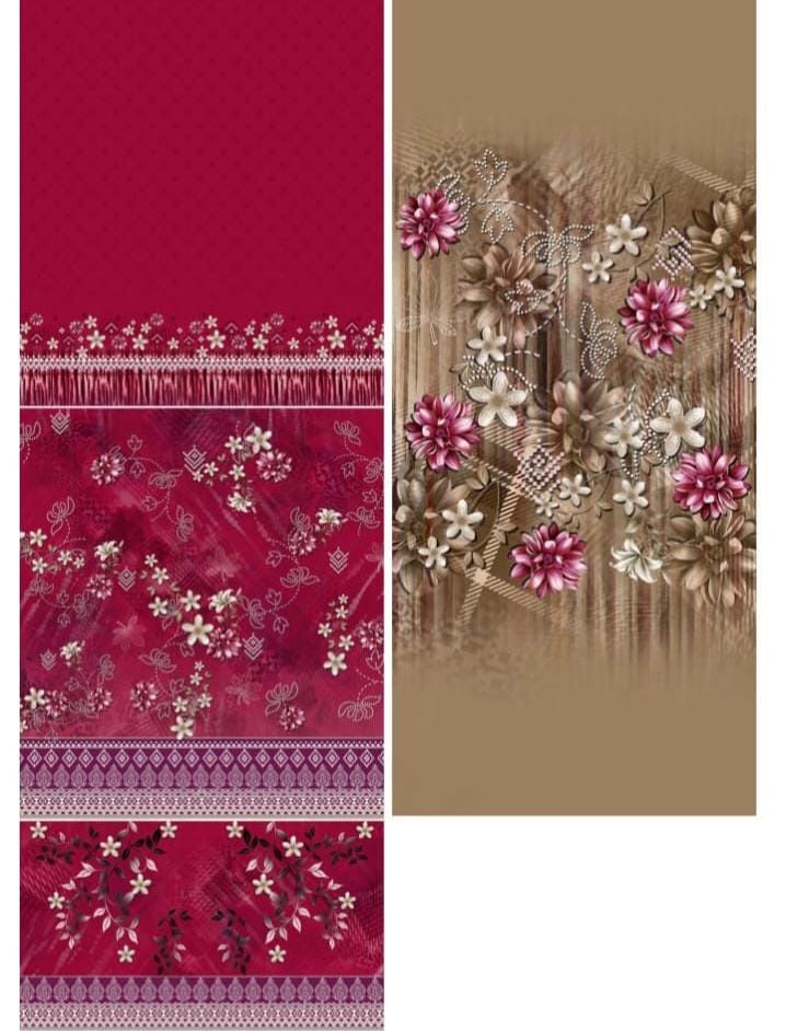 Women's Premium 3-Piece Unstitched Printed Lawn Suit & Digital Dupatta SAPPHIRE