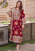 3 PCS WOMEN'S STICHED  LAWN  EMBROIDERED SUIT