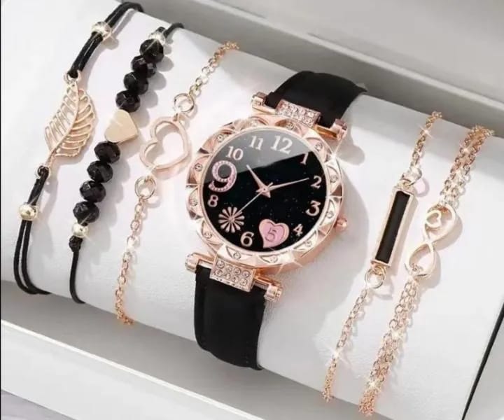 6 PCS HEAT DESIGN GOLD PLATED BEADS CHAIN BRACELET