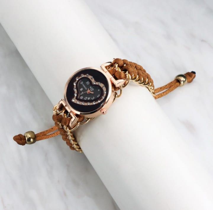 STYLISH WOMEN'S QUARTZ HEART WATCH WITH CHAIN STRAP-1PC