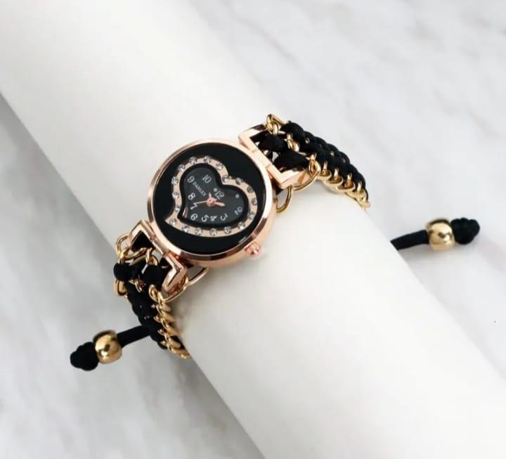 STYLISH WOMEN'S QUARTZ HEART WATCH WITH CHAIN STRAP-1PC