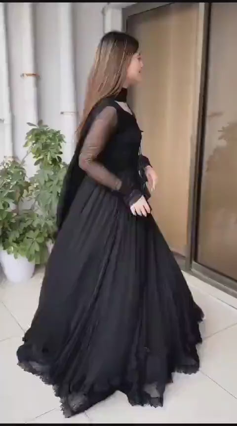 3 PC WOMEN'S STICH CHIFFON PLAIN MAXI