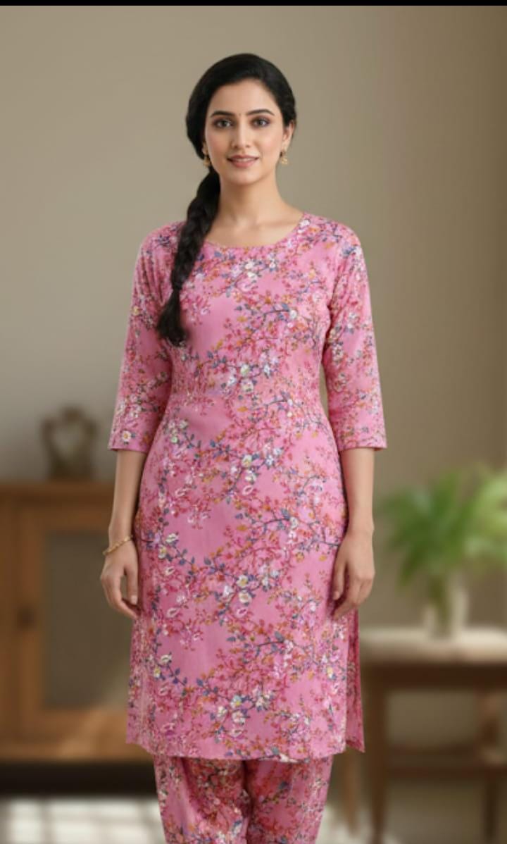 Premium Polo Cotton Floral Print 2-Piece Suit - 4 Meter Cut (Unstitched)
