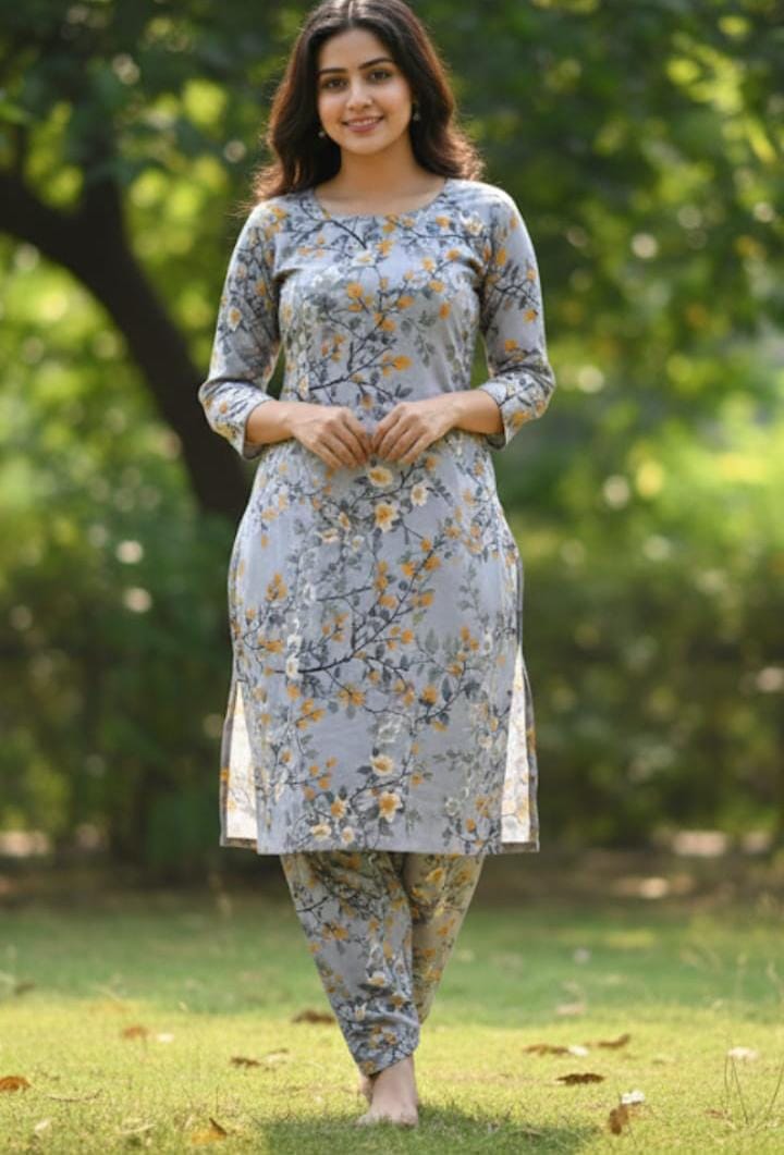 Premium Polo Cotton Floral Print 2-Piece Suit - 4 Meter Cut (Unstitched)