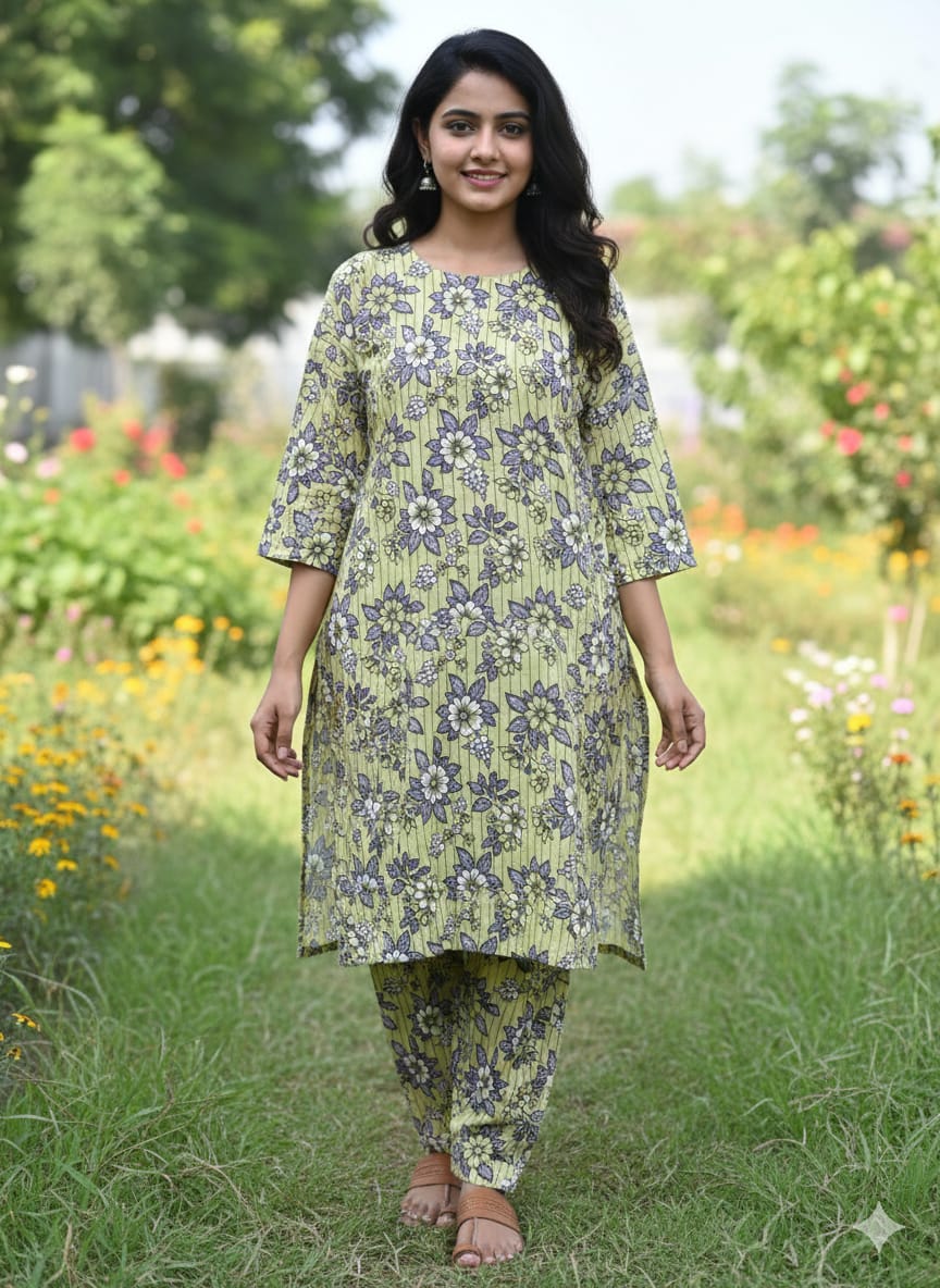 All-Over Floral Print Poly-Cotton 2-Piece Suit – 4-Meter Unstitched Fabric