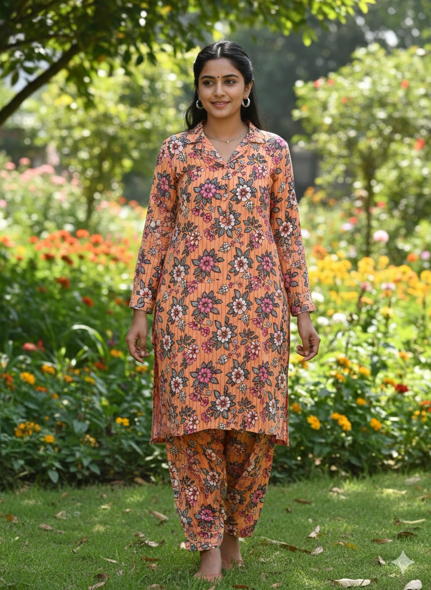All-Over Floral Print Poly-Cotton 2-Piece Suit – 4-Meter Unstitched Fabric