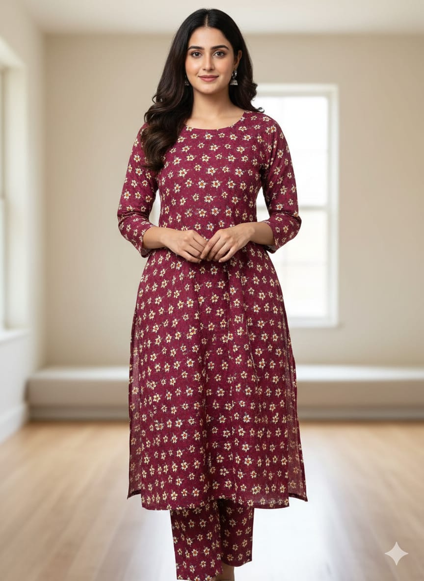 Women’s Polo Cotton Printed Suit - Breathable Summer 2-Piece Outfit