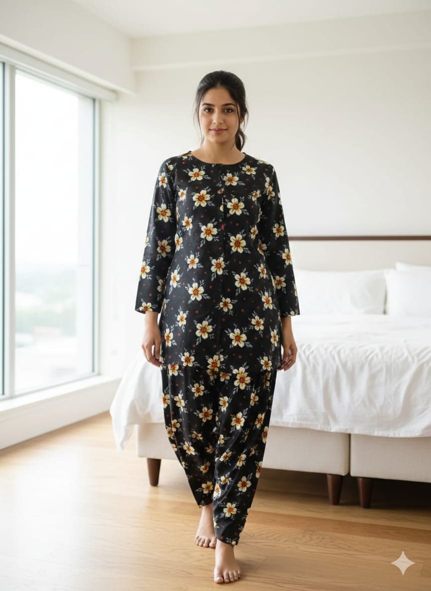 Women’s Polo Cotton Printed Suit - Breathable Summer 2-Piece Outfit