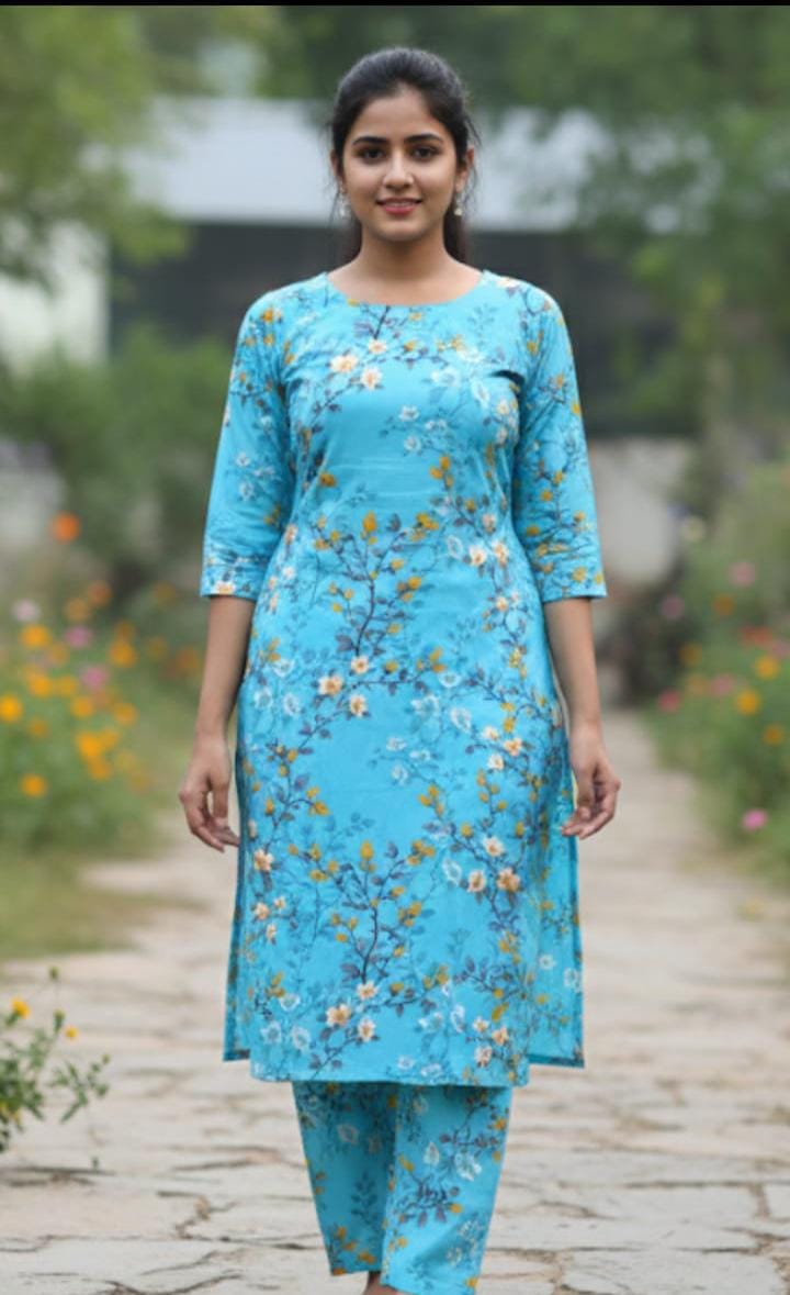 Premium Polo Cotton Floral Print 2-Piece Suit - 4 Meter Cut (Unstitched)